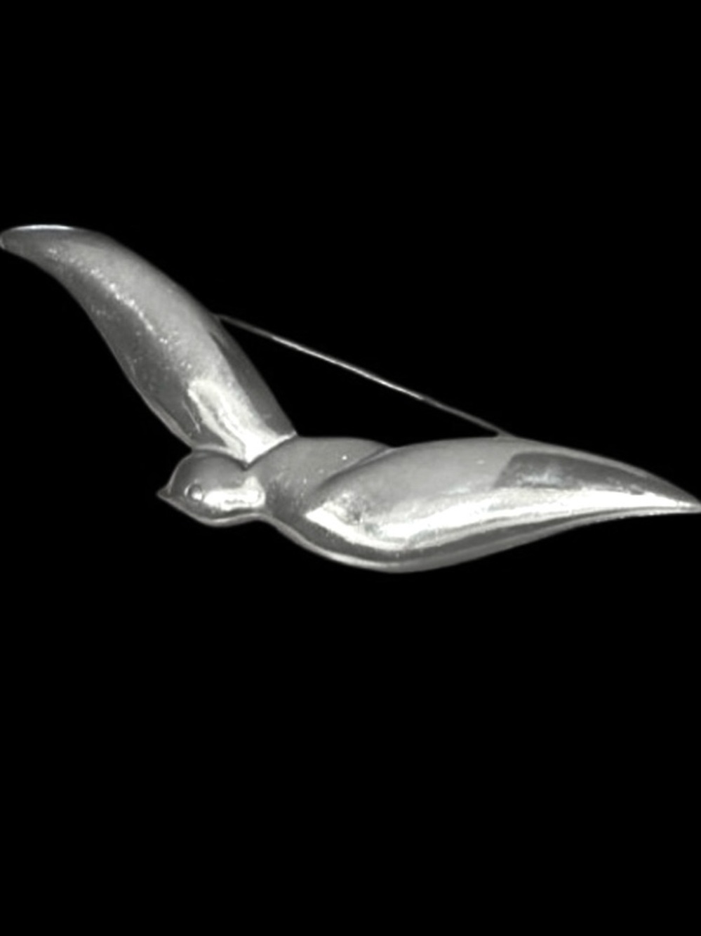 Elegant Vintage Silver Metal Flying Bird Seagull ?? Brooch Pin 5 Inches